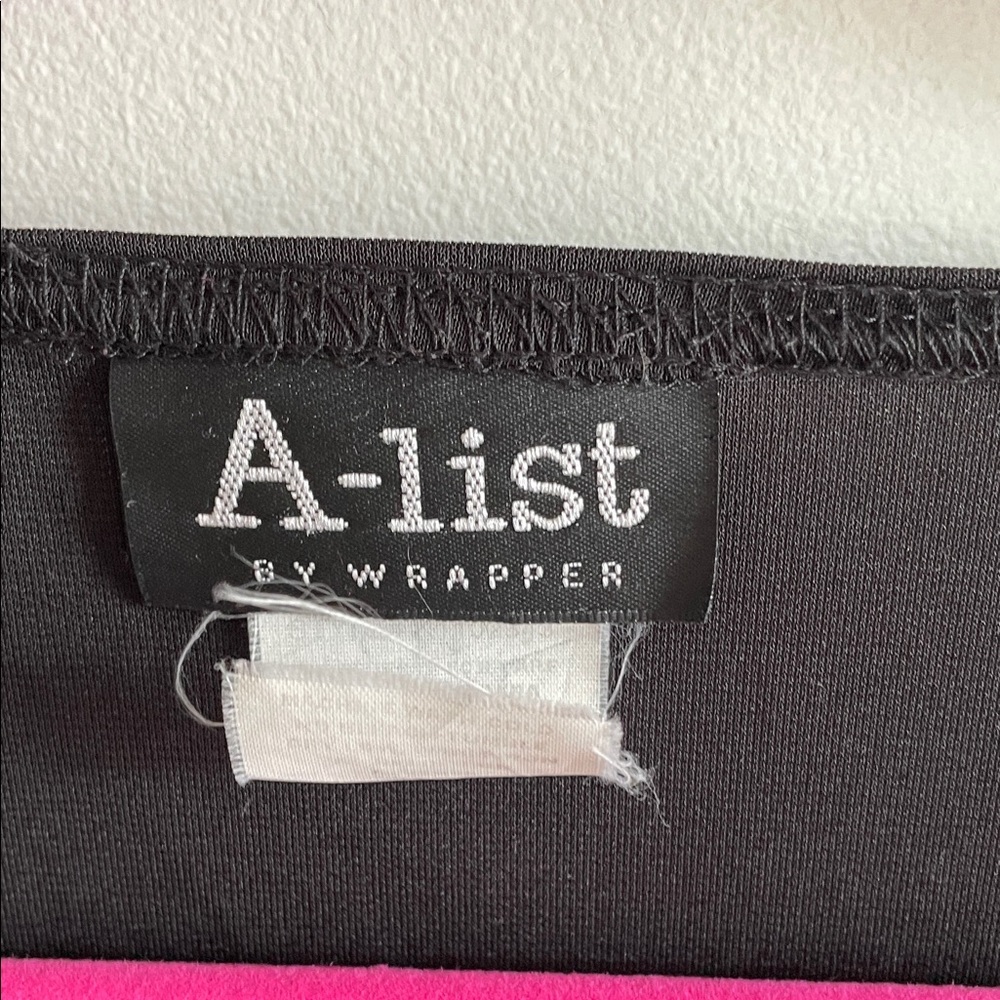 Vintage A-List Junior large (14) Black wrap Dress with Pink/White accent - Picture 2 of 10